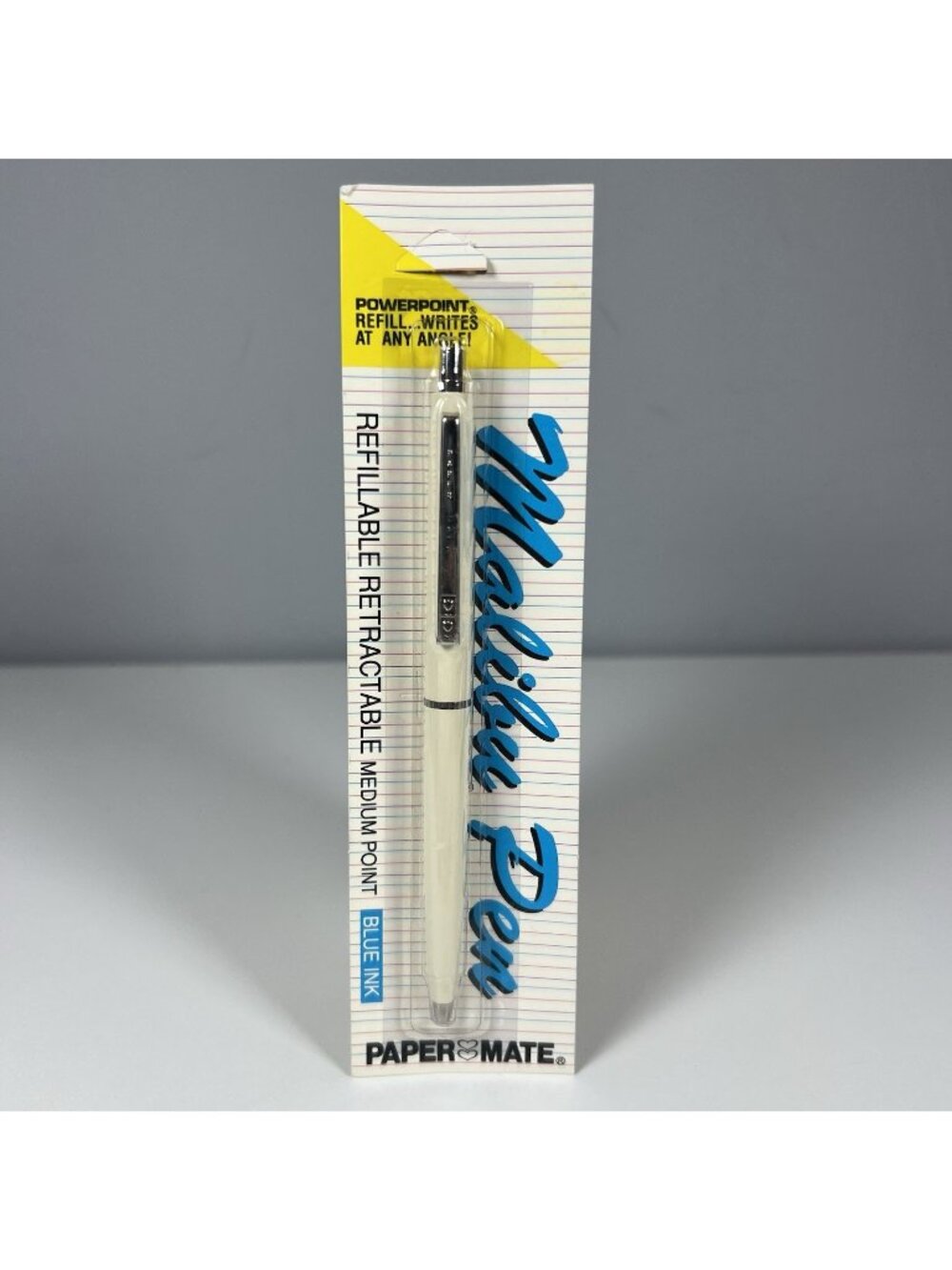 Vintage Paper Mate Malibu Pen White Medium Point Blue Ink 1988 NOS NEW